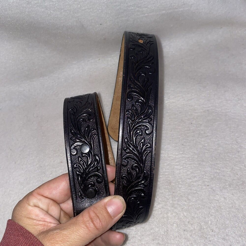 Tony Lama Western Leather Belt Black 22 C60113 Made In USA 27 Inch 9/21 Rodeo